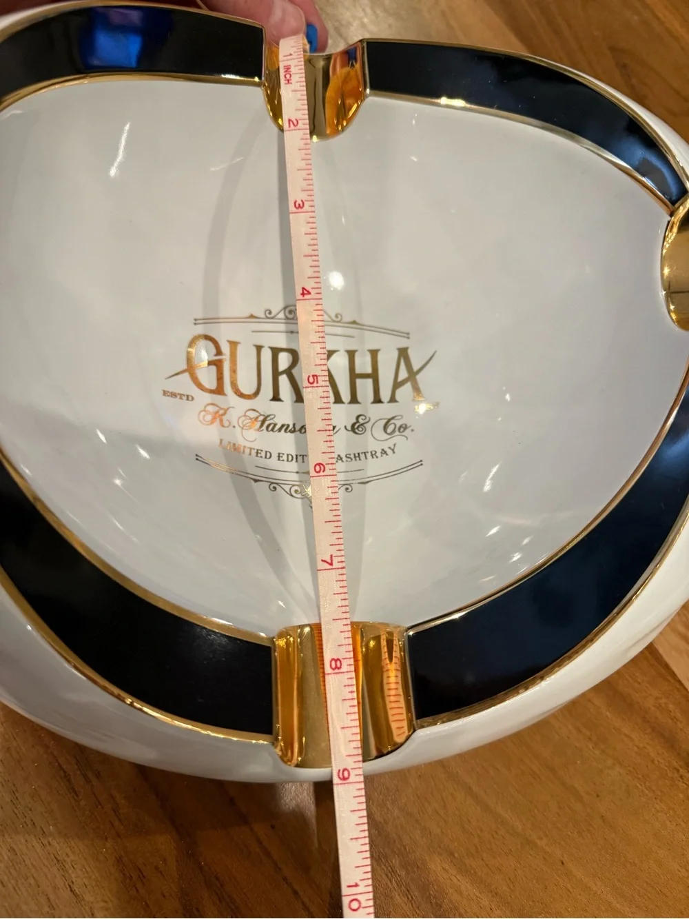 Gurkha Limited Edition White & Gold Ashtray by K. Hansotia & Comp.